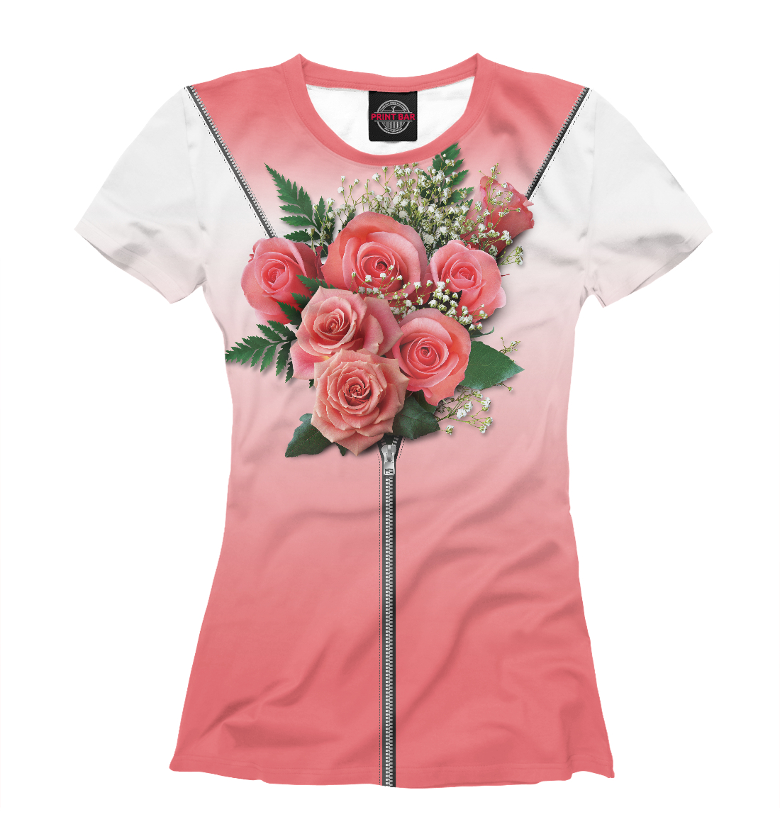 Футболка Букет за пазухой (розовый) для женщин, артикул: MRT-468769-fut-1mp