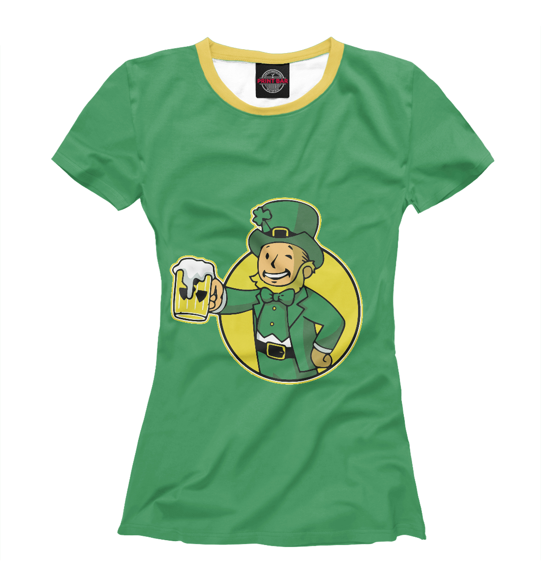 Женская Футболка с принтом Irish Vault Boy (St. Patrick), артикул FOT-118777-fut-1mp