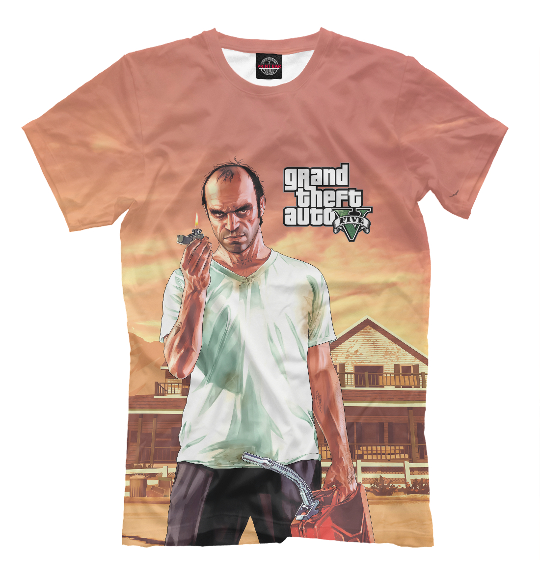 Мужская Футболка с принтом Grand Theft Auto | GTA, артикул GTA-753900-fut-2mp