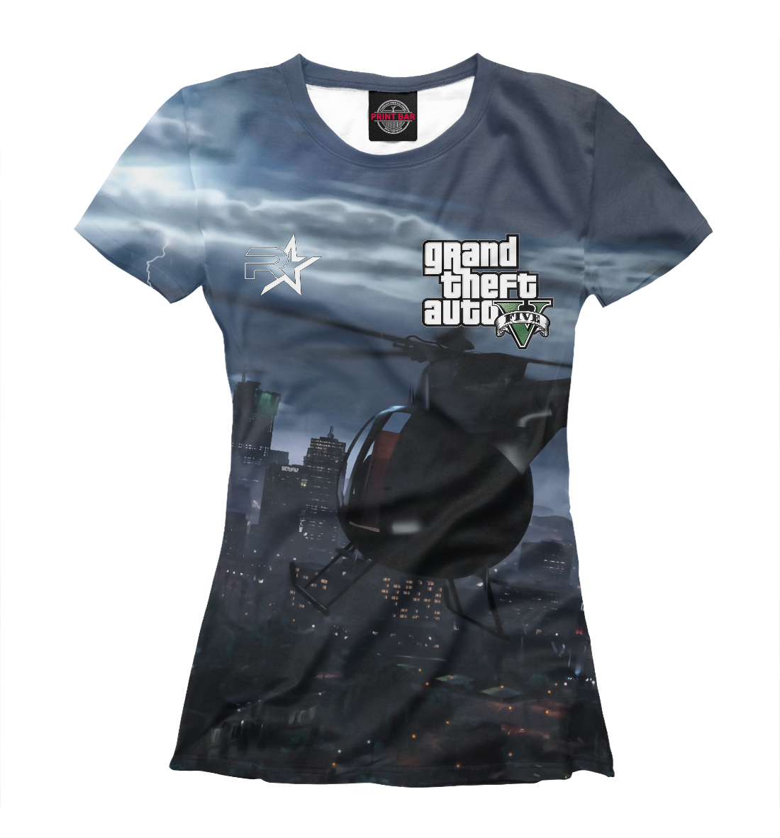 Женская Футболка с принтом Grand Theft Auto | GTA, артикул GTA-146650-fut-1mp