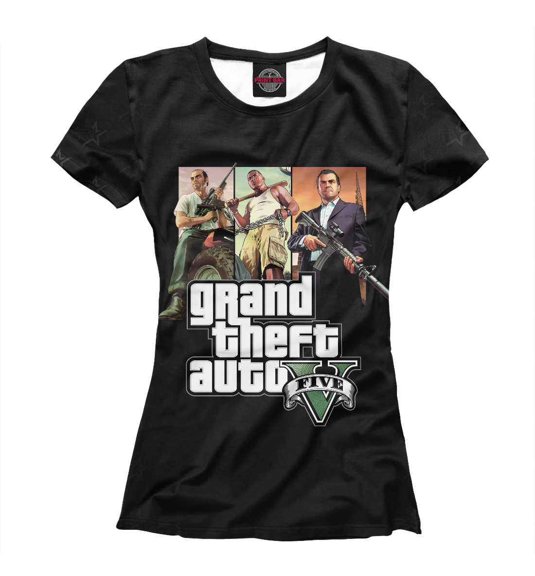 Женская Футболка с принтом Grand Theft Auto | GTA, артикул GTA-516253-fut-1mp