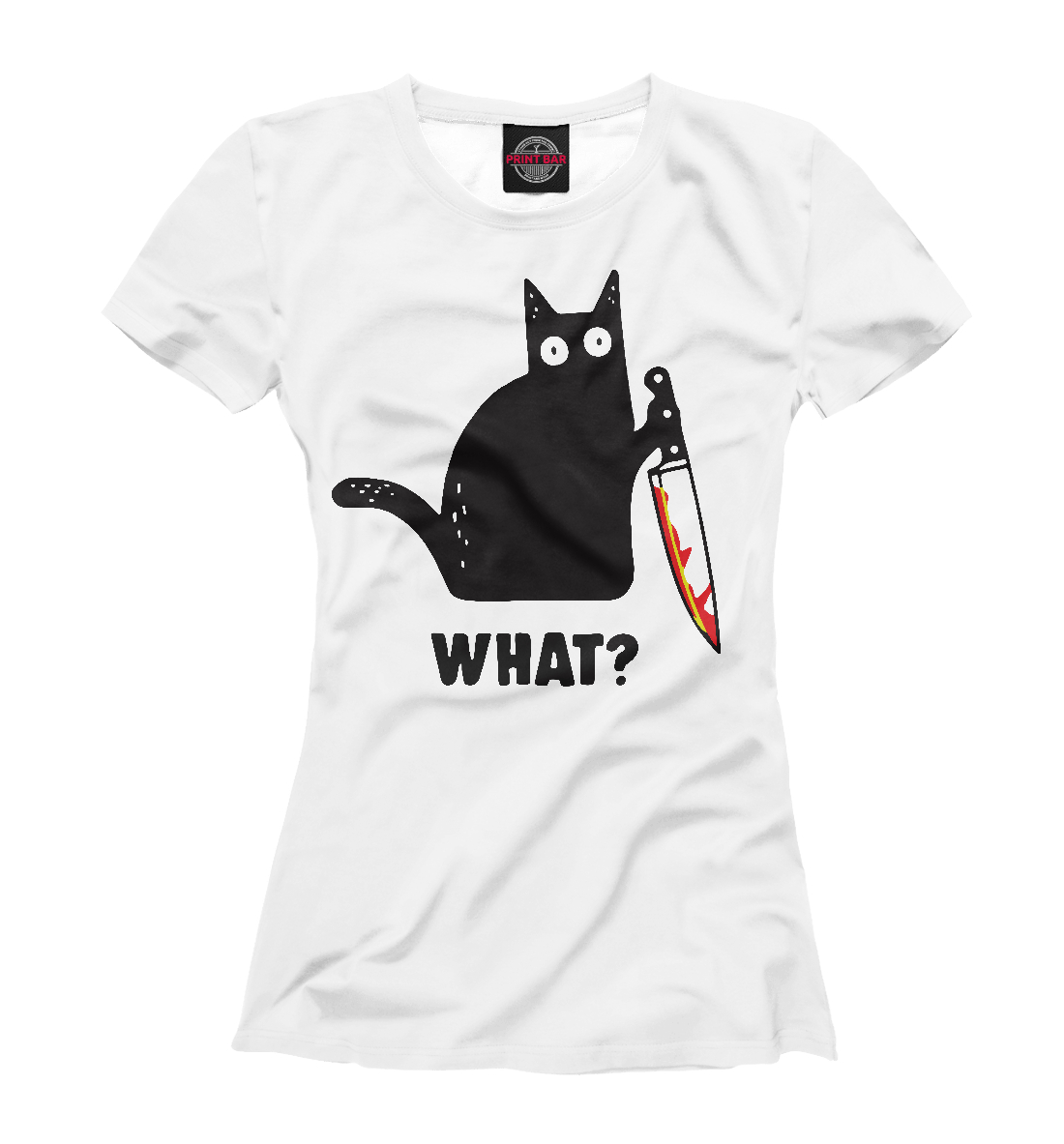 Футболка Кот с ножом для женщин, артикул: HAL-237254-fut-1mp