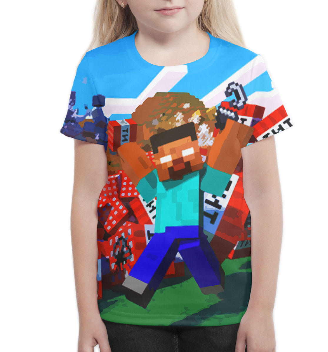 Детская Футболка с принтом Minecraft для девочек, артикул MCR-695131-fut-1mp - фото 5