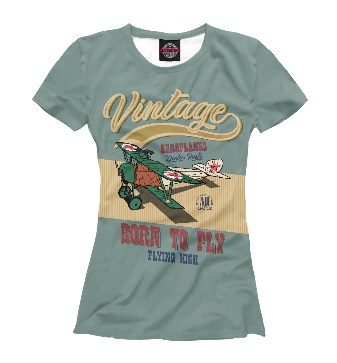 Футболка Vintage Aeroplanes для женщин, артикул: APN-929835-fut-1mp