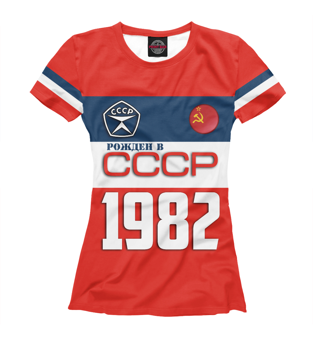 Футболка Рожден в СССР 1982 год для женщин, артикул: SSS-132146-fut-1mp