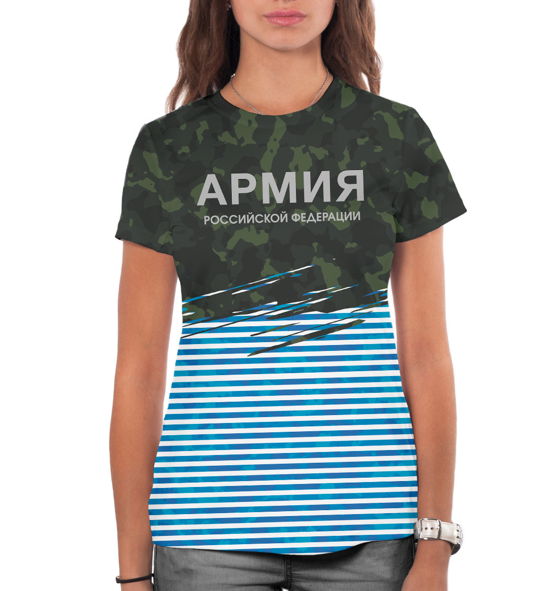 Женская Футболка с принтом Армия Российской Федерации, артикул VST-684255-fut-1mp - фото 3