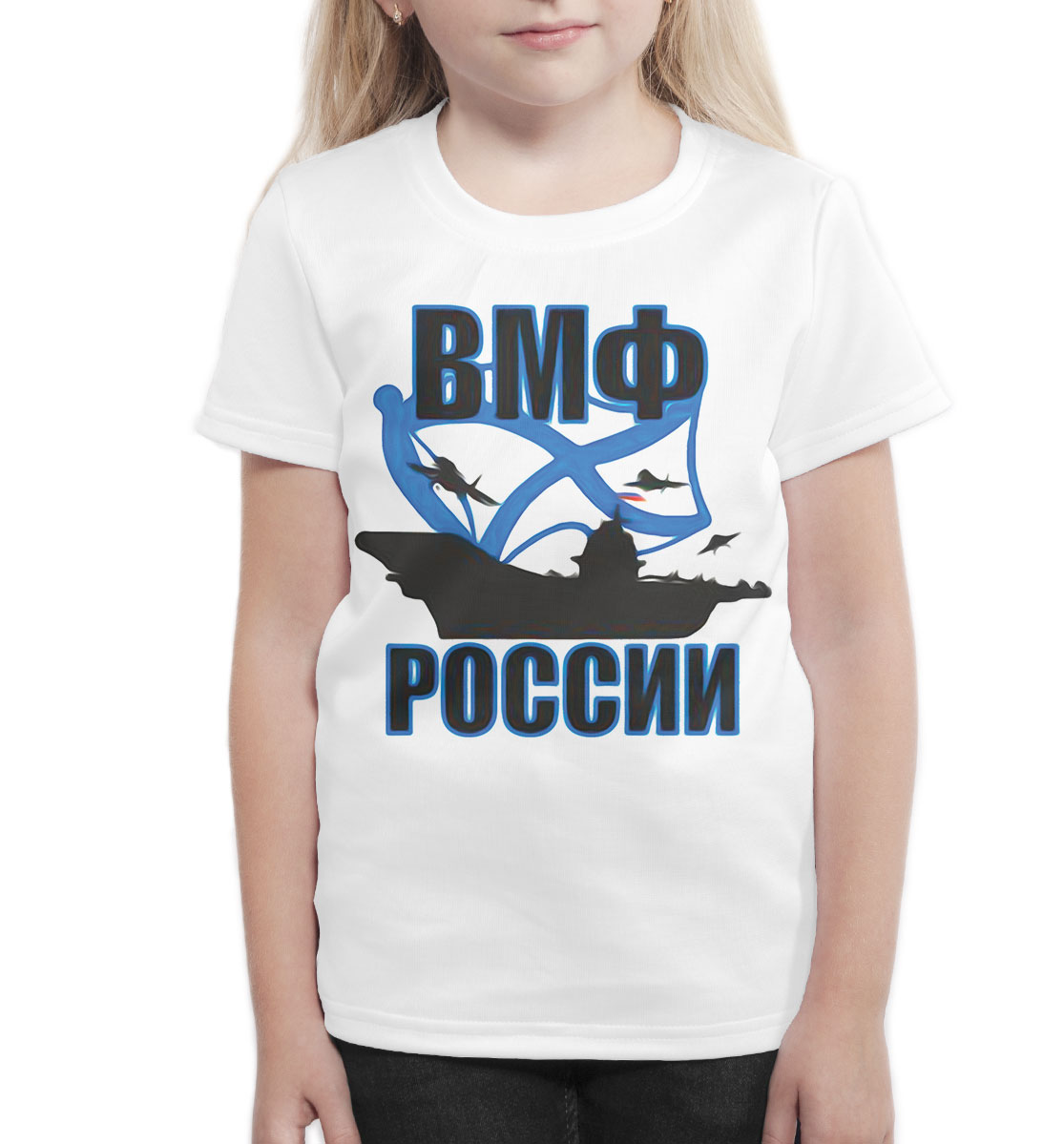 Детская Футболка с принтом ВМФ России для девочек, артикул VMF-798146-fut-1mp - фото 5