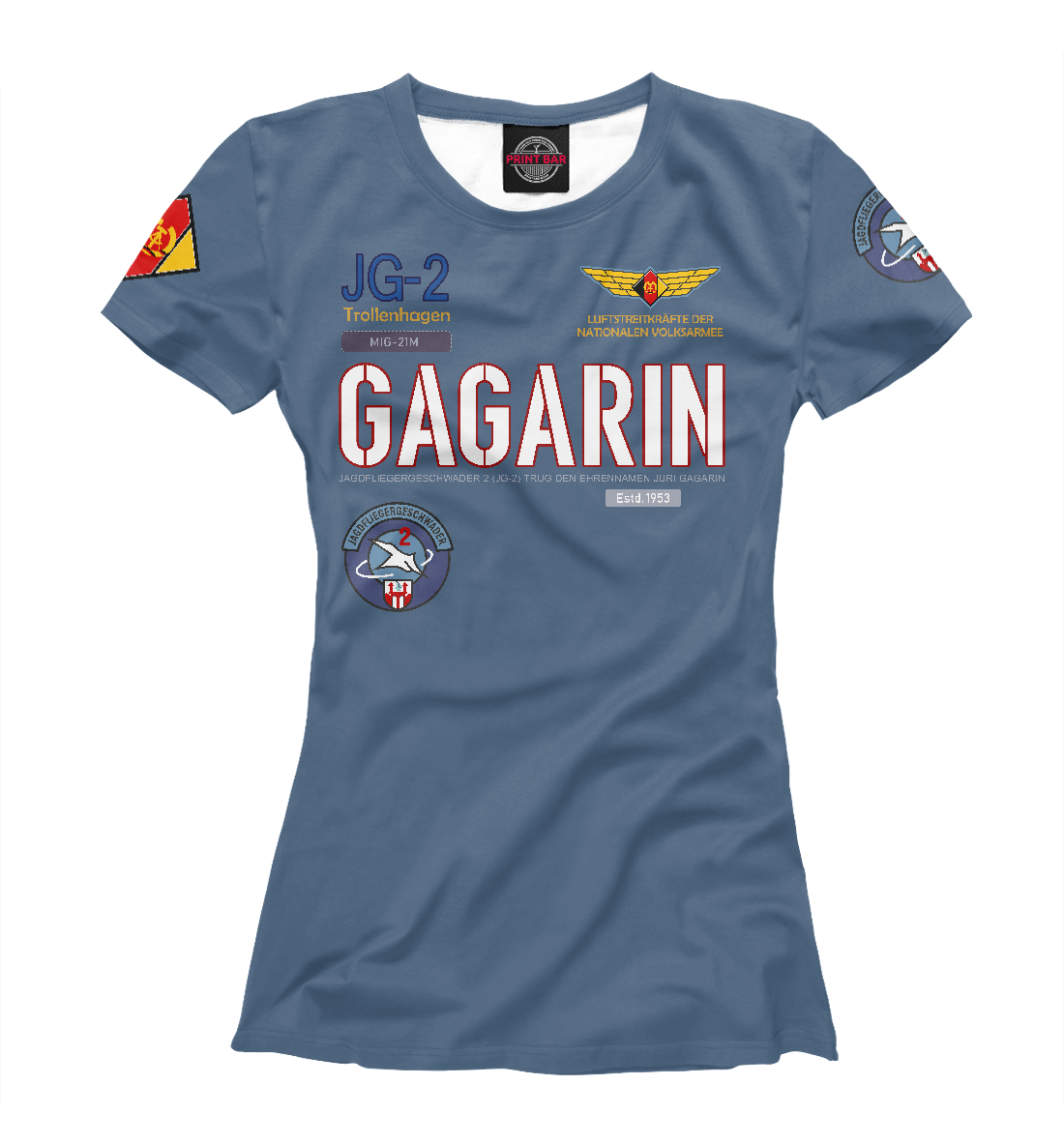Футболка ВВС ГДР Эскадрилья Гагарин для девочек, артикул: VVS-481647-fut-1mp
